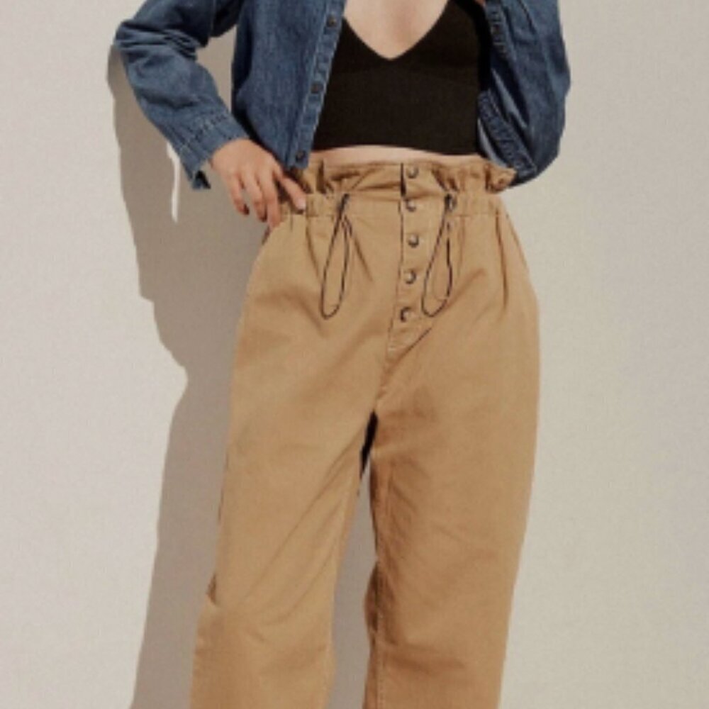 Urban Outfitters Terra High Rise Paperbag Waist Pants – Size Small (Khaki Tan)